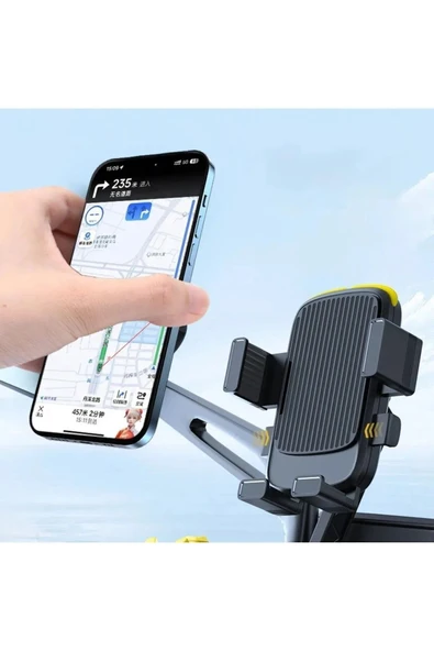 ASFAL Ekstra Korumalı Motorsiklet Telefon Tutacağı Ayna Bağlantılı Motosiklet ve Scooter Telefon Tutucu - 5