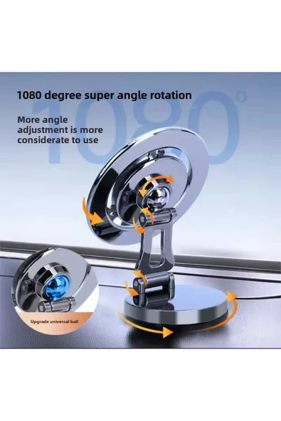 ASFAL 360° Dönen Metal, Katlanabilir, Açısı Ayarlanabilir Mıknatıslı Araç İçi Telefon Tutucu - 2