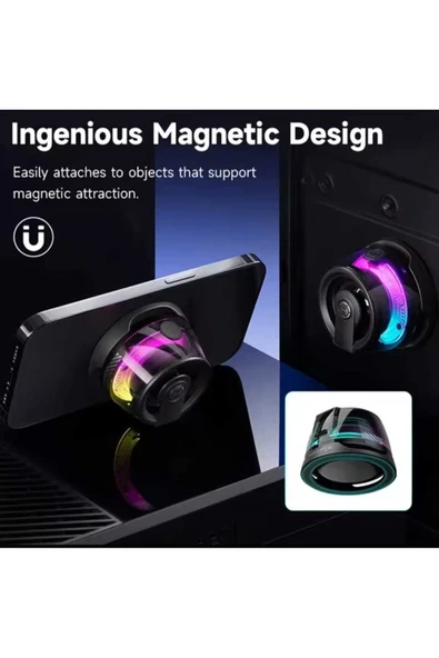 ASFAL Magsafe Uyumlu Taşınabilir Bluetooth Hoparlör RGB Işıklı 5.3 Bluetooth Telefon Tutuculu Mini Speaker - 4