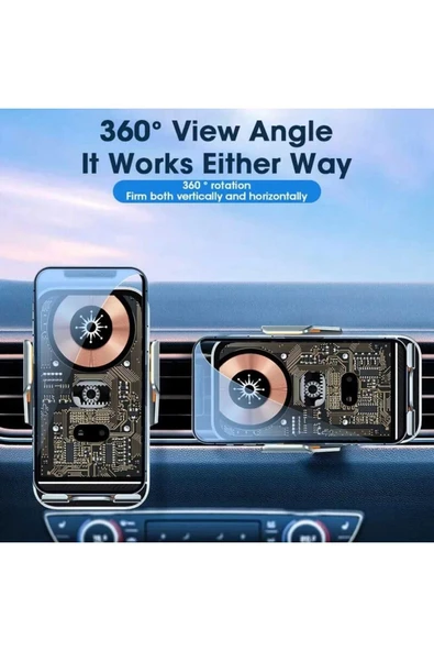 ASFAL Sensörlü 15W Kablosuz Şarj Özellikli Kaliteli Transparan Araç içi Telefon Tutucu Havalandırma Uyumlu - 3
