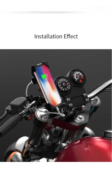 ASFAL Şarj Özellikli 360° Dönen Motor Telefon Tutucu Motosiklet Telefon Tutacağı - 3