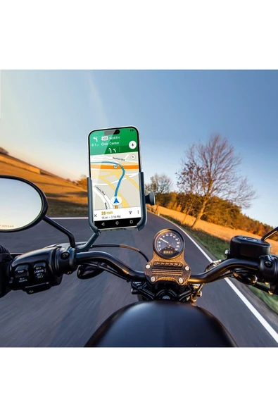 ASFAL Metal Ayna Bağlantılı Motosiklet Scooter Telefon Tutucu 360° Dönen Motosiklet Cep Telefonu Tutucu - 5