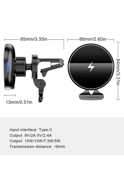 ASFAL Kablosuz Şarj Özellikli 15w Magsafe Wireless Araç Telefon Tutucu Iphone 14 13 12 Pro Max Mini Uyumlu - 4