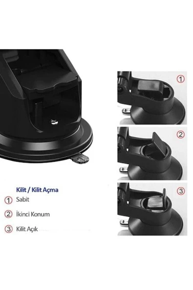 ASFAL Araç Içi Vantuzlu Manyetik Mıknatıslı Telefon Tutucu Tutacağı Uzayabilen Car Holder - 6