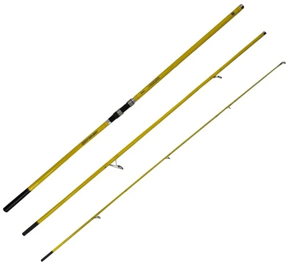 YekOutdoor Yüksek Performans Olta Seti Okuma Makaira Surf 4,30 cm 100-250 gr 3 Parça Yellow Surf Kamışı&Okuma Flite Surf FLS35-1500AY Gunsmoke 9+1BB Olta Makinesi - 3