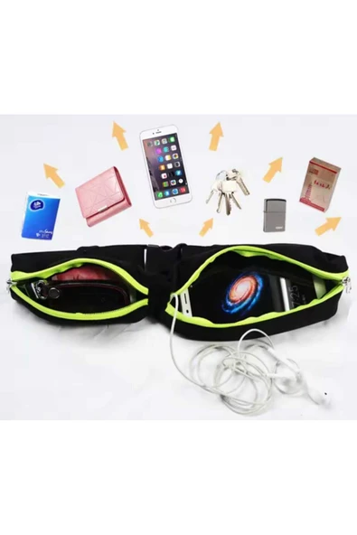 ASFAL Su Geçirmez, Fosforlu, Ayarlanabilir Spor Bel Çantası Spor Ve Koşu için 3 Cepli Çanta - Resim 6