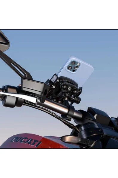 ASFAL 7.2' Uyumlu Titreşim Modüllü Güçlü Anti-Şok 360° Dönen Bisiklet Scooter ve Motosiklet Telefon Tutucu - 7