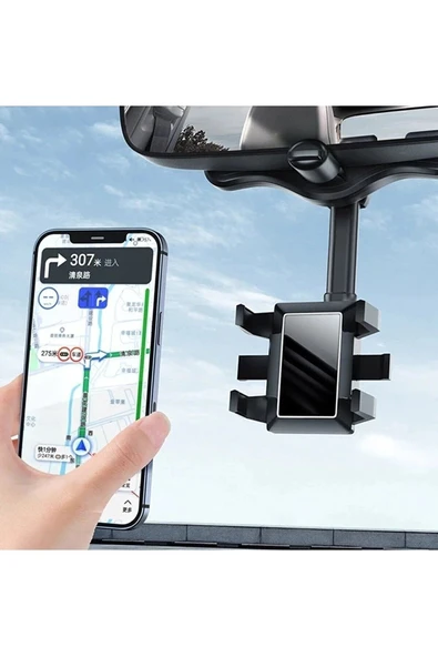 ASFAL Araç Içi Kaliteli Dikiz Aynası Telefon Tutucu Pratik, Uzayıp Ayarlanabilir 360° Dönen Car Holder - 3