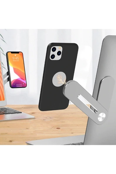 ASFAL Mıknatıslı Bilgisayar, Laptop Telefon Tutucu Macbook, Ekran, Monitör Telefon Tutacağı - Resim 7