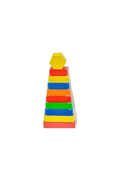Playwood  ONY-393 Ahşap Dikdörtgen Renkli Kule - Onyıl Oyuncak
