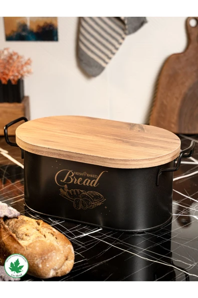 Tahta Kapaklı Metal Ekmeklik, Ahşap Kapaklı Ekmeklik (Bread Baskılı) - 10
