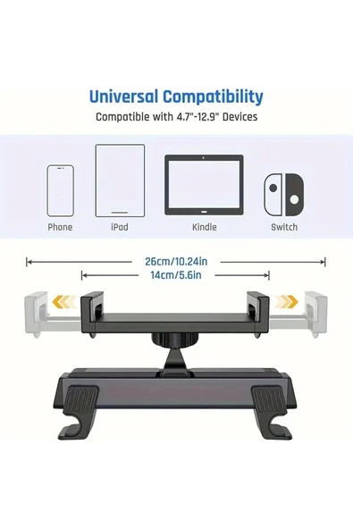 ASFAL 14 inç Uyumlu 360 ° Dönen Teleskopik Tablet Tutucu Fonksiyonel Araba Arka Koltuk Cep Telefonu Tutucu - 7