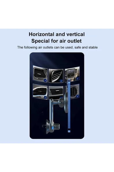 ASFAL Güçlü Mıknatıslı Araba Izgara Uyumlu Mıknatıslı Telefon Tutacağı 360° Dönen Yatay ve Dikey Kullanım - Resim 4