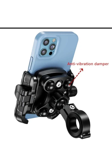 ASFAL 7.2' Uyumlu Titreşim Modüllü Güçlü Anti-Şok 360° Dönen Bisiklet Scooter ve Motosiklet Telefon Tutucu - 6