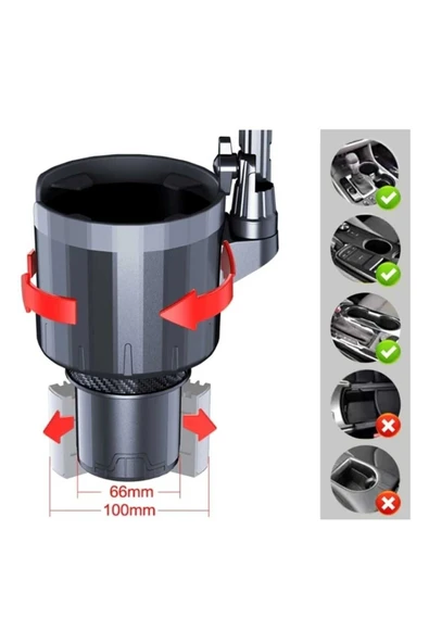 ASFAL 2in1 Araç Telefon Tutucu Araç İçi İçecek Telefon Tutucu Araba Bardaklık Telefon Tutacağı - 2