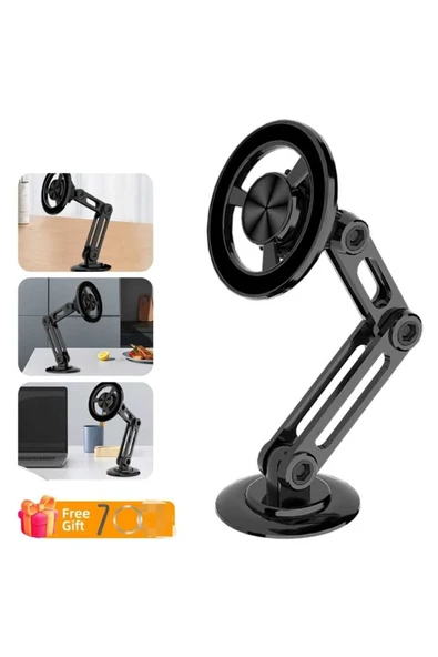 ASFAL %100 Metal, Güçlü Mıknatıslı, Araç Telefon Tutucu, Katlanabilir Masaüstü Telefon Tutacağı - Resim 6