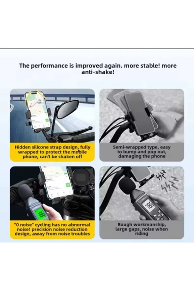 ASFAL Ekstra Korumalı Motorsiklet Telefon Tutacağı Ayna Bağlantılı Motosiklet ve Scooter Telefon Tutucu - 3