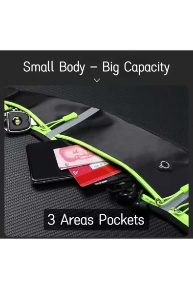 ASFAL Su Geçirmez, Fosforlu, Ayarlanabilir Spor Bel Çantası Spor Ve Koşu için 3 Cepli Çanta - Resim 7