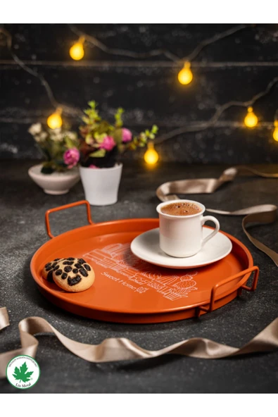 24cm Metal Kulplu Tepsi (Kaktüs Baskılı) - Resim 6