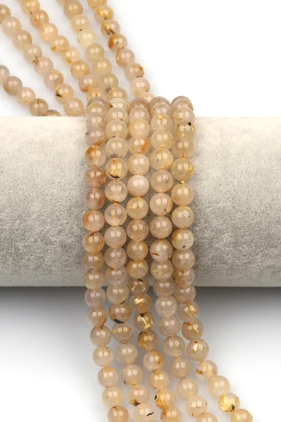 Golden Rutil Kuvars Doğal Taş Dizi 6 mm Küre Kesim