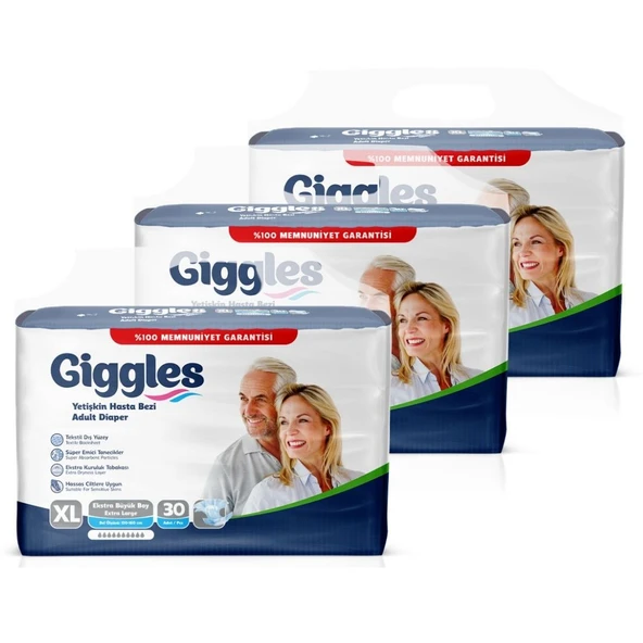 Giggles Yetişkin Bel Bantlı Hasta Bezi ExtraLarge 30'lu 3 Paket 90 Adet - 2