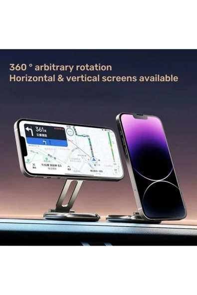 ASFAL 360° Dönen Yenilikçi Şık Katlanabilir Mıknatıslı Metal Araç Telefon Tutucu Araçta ve Evde Kullanılır - Resim 3