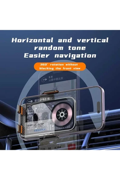 ASFAL Sensörlü 15W Kablosuz Şarj Özellikli Kaliteli Transparan Araç içi Telefon Tutucu Havalandırma Uyumlu - 6