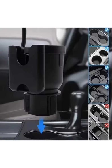 ASFAL 3in1 Araç İçi Bardaklık Telefon Tutucu Araba Bardak Tutucu Araç Cep Telefonu Tutucu - 2