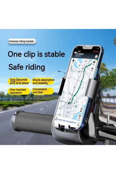 ASFAL Otomatik Tuşlu Gidon Bağlantılı Bisiklet Scooter Ve Motosiklet Telefon Tutucu - 3