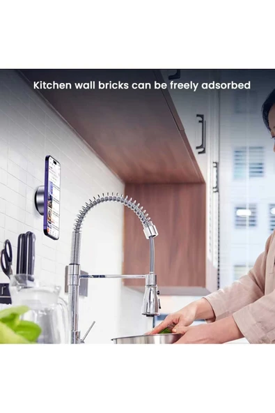 ASFAL Araç İçi Vakumlu Akıllı Telefon Tutucu  Ayna Masa, Mutfak Dolabı Makyaj Videosu Telefon Tutacağı - 5