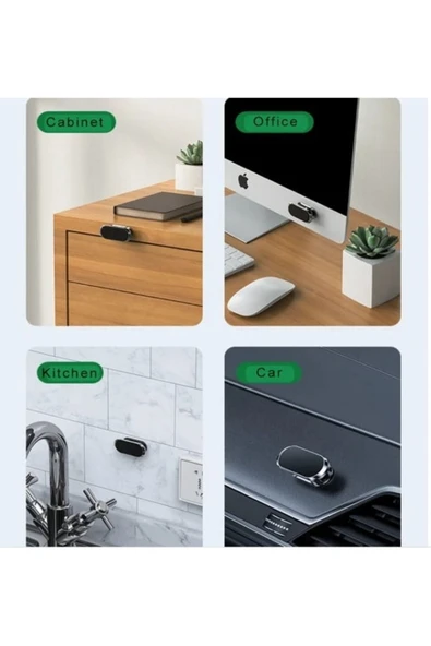 ASFAL Yapışkanlı Mıknatıslı 360 Derece Dönebilen Araç içi Telefon Tutucu  Dikey ve Yatay Kullanılır - Resim 2