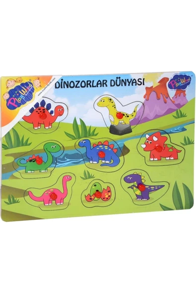 Ahşap Tutmalı Dinozorlar Dünyası Puzzle