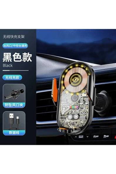 ASFAL Sensörlü 15W Kablosuz Şarj Özellikli Kaliteli Transparan Araç içi Telefon Tutucu Havalandırma Uyumlu - Resim 2