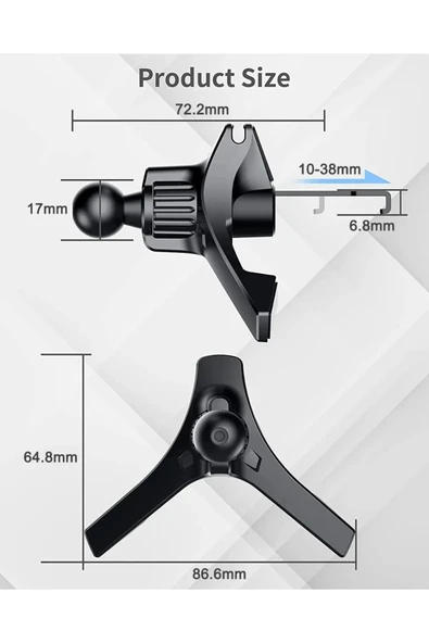 ASFAL Otomatik Klipsli Araç Telefon Tutacağı 360° Dönebilen Araç Klima Uyumlu Telefon Tutucu - Resim 8