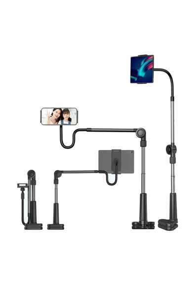 ASFAL Masaüstü Ayarlanabilir Telefon Ve Tablet Tutucu Stand, Yatak Başlık Telefon Tutucu, Yatay Ve Dikey - 2