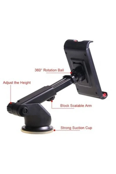 ASFAL 360° Dönebilen Ayarlanabilir Araç Içi Vantuzlu Tablet Ve Telefon Tutucu - 3