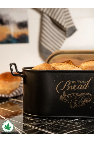 Tahta Kapaklı Metal Ekmeklik, Ahşap Kapaklı Ekmeklik (Bread Baskılı) - 11