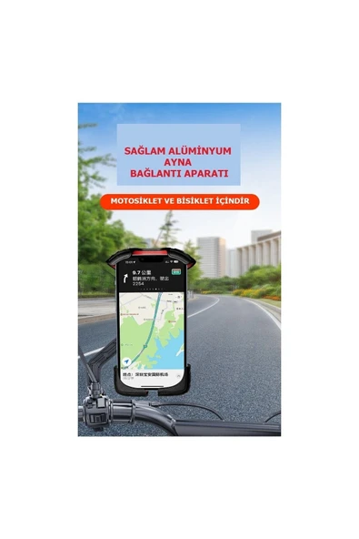 ASFAL Motosiklet, Bisiklet Uyumlu   Telefon Tutucu Yatay ve Dikey Kullanılır 4.7-6.8 inç Siyah - 5