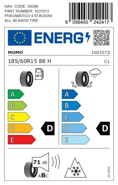 Momo 185/60 R15 88H XL M4 Four Season Oto Dört Mevsim Lastiği ( Üretim Yılı: 2025 ) - 4