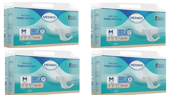 Medibox Emici Külot Orta Boy M Hasta Bezi 30'lu 4 Paket 120 Adet