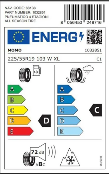 Momo 225/55 R19 103W XL M4 Four Season Oto Dört Mevsim Lastiği ( Üretim Yılı: 2025 ) - 4