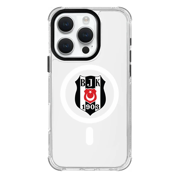 iPhone 16 Pro Beşiktaş Magsafe Logo Şeffaf Telefon Kılıfı