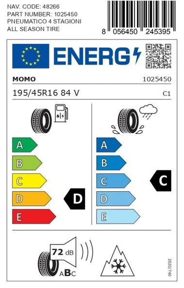 Momo 195/45 R16 84V XL M4 Four Season Oto Dört Mevsim Lastiği ( Üretim Yılı: 2025 ) - 4