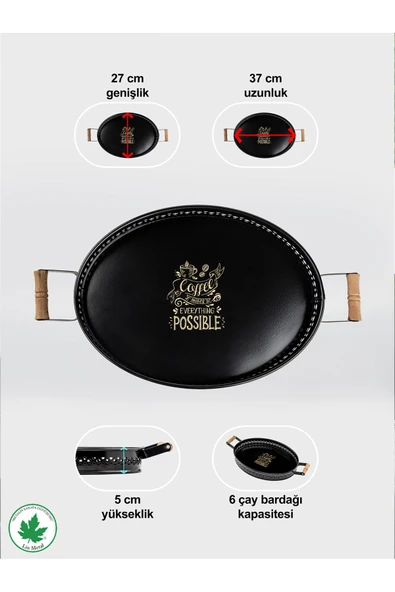 Tulipa Ahşap Kulplu Oval Tepsi DANTELLİ (Possible Baskılı) - Resim 11