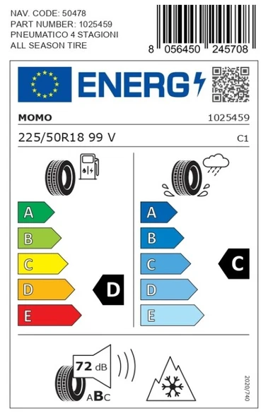 Momo 225/50 R18 99V XL M4 Four Season Oto Dört Mevsim Lastiği ( Üretim Yılı: 2025 ) - 4