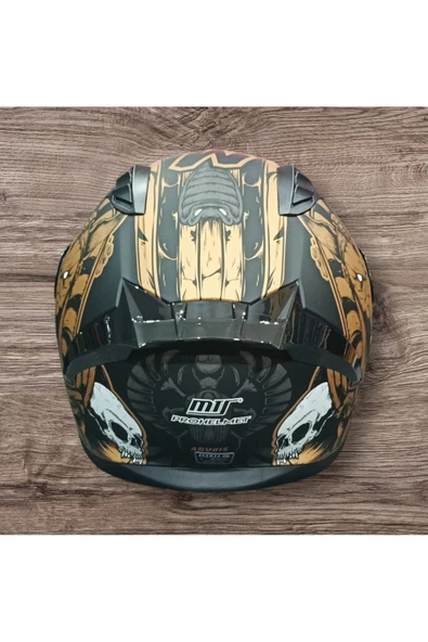 MTS HELMETS SNAKE KAPALI FULL FACE MAT SİYAH-GOLD MOTOSİKLET KASKI - 4