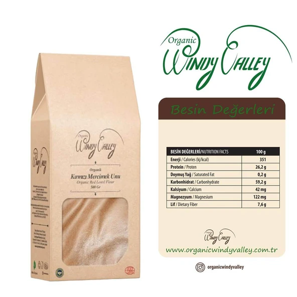 Organik Kırmızı Mercimek Unu  (500 gr)   Glutensiz, Yerli ürün - Resim 3