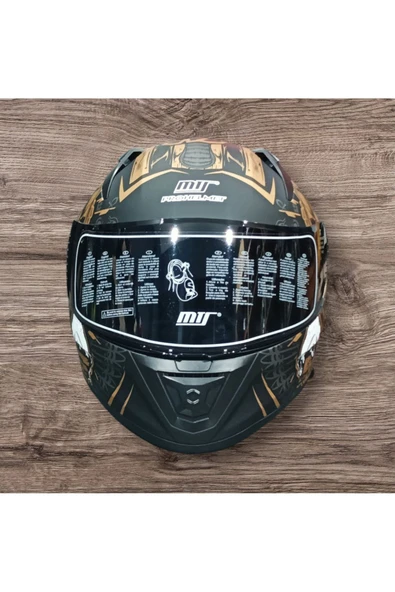 MTS HELMETS SNAKE KAPALI FULL FACE MAT SİYAH-GOLD MOTOSİKLET KASKI - 2