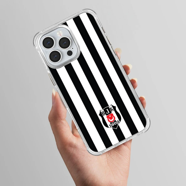 iPhone 16 Beşiktaş Çubuklu Logo Şeffaf Telefon Kılıfı - 4