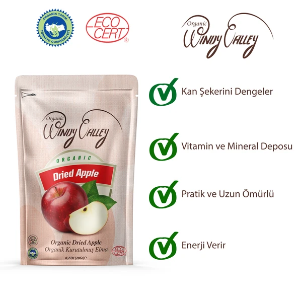 Organik   Elma Cipsi (20 gr) - Resim 2